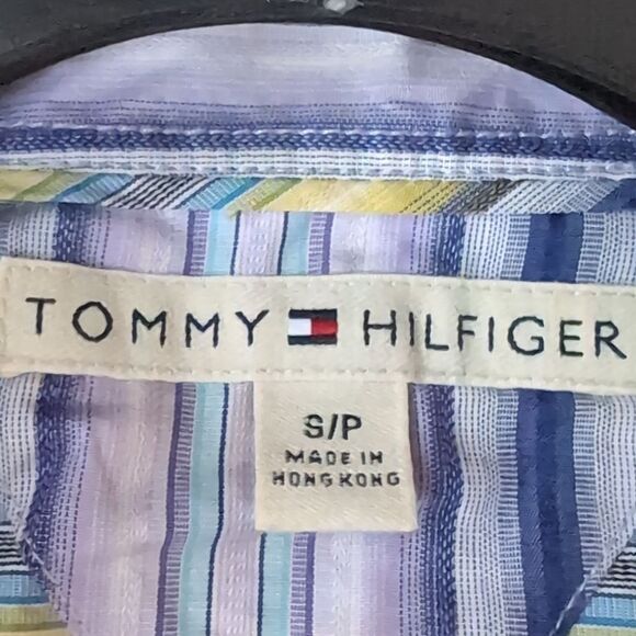 Tommy Hilfiger Nwot Vibrant Diagonally Striped Fitted Button-Up Shirt Size S - Picture 6 of 12